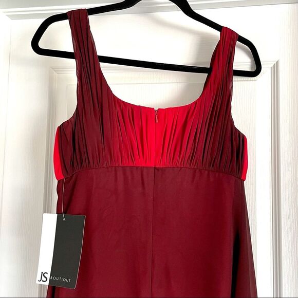 Vintage JS Boutique Cocktail Party Dress RedBurgundy Ombre - Picture 9 of 11